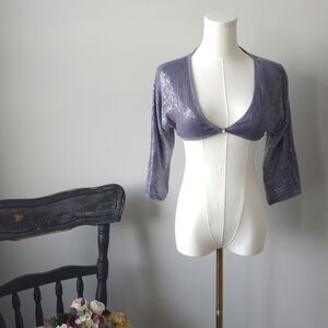 Italy Leidrio Purple Sequin Cropped Cardigan Size 44 (10)